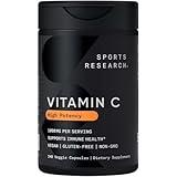 Sports Research Vitamin C 1000mg - Non-GMO Project Verified Ascorbic Acid Vitamin C Supplement for Immune Support & Antioxidant Protection | Vegan Friendly, 8 Month Supply (240 Count)