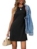SAMPEEL Summer Dresses for Women 2025 Black Round Neck Casual Sundresses Beach Vacation Clothes M