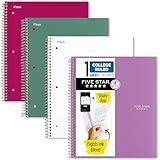 Five Star Spiral Notebook + Study App, 4 Pack, 1 Subject, College Ruled Paper, 8-1/2" x 11", 100 Sheets, Fights Ink Bleed, Water Resistant Cover, Amethyst Purple, Raspberry Pink, White and Seaglass Green (820337-ECM)