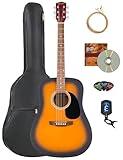 Fender Dreadnought Acoustic Guitar - Sunburst Bundle with Gig Bag, Tuner, Strings, Picks, and Austin Bazaar Instructional DVD
