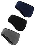 BBTO 3 Pcs Ear Warmer Fleece Headbands Ear Muffs Winter Running Gear for Women Men Adult Kids(Black, Gray, Navy)