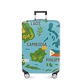 ANNA QUEEN Cute Southeast Asia Map Luggage Cover, Illustrated Suitcase Protector, Stretchable, Washable Travel Cover for 18-32 Inch Luggage