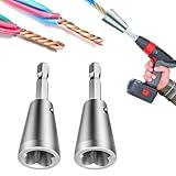 Wire Twister Tool for Drill, 2025 Upgrades Wire Nut Twister for Drill Profession Electricians Tool, 6MM Hex Shank Cable Wire Twisting Tool Wire Twister Wire Connector for 9-22 AWG (2pcs)