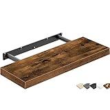QEEIG Floating Shelf for Wall Bathroom Shelves Bedroom Kitchen Living Room Farmhouse Small Book Shelf 16 inch Set of 1, Brown (015-BN1)