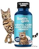 Cat Dental Care & Bad Breath Remedy, Natural Oral Health for Cats Teeth, Mouth, Gums, Daily Cat Breath Freshener, Plaque and Tartar Control Help Gingivitis and Stomatitis, Easy to Use 400 Tiny Pills