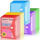 Sooez 30 Pack Binder Folders Organizer with Space-Saving Closure, Super Heavyweight Binder Pockets for 3 Ring Binders, High Capacity Binder Pouch, Side Loading, School Supplies, Letter Size, 5 Color