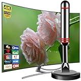 TV Antenna for Smart TV Indoor, 2025 Digital HDTV Antenna with Strong Magnetic Base,360°&Long Range Reception TV Antenna for Local Channels, Easy Setup Antennas Without Cable