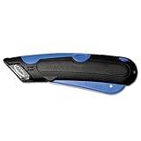 COSCO 091508 Easycut Cutter Knife w/Self-Retracting Safety-Tipped Blade, Black/Blue