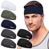 Sport Headbands for Men - 7 Pcs Sweat Absorbent Running Headband for Fitness Workout Running Rugby Baseball Yoga Crossfit High Intensity Interval Training, Unisex Sweatband for Both Men and Women
