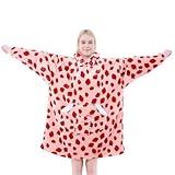 NORD ECO Wearable Blanket Hoodie for Adult Women, Oversized Sherpa Fleece Hooded Sweatshirt Blanket, Cozy Blanket Hoodie with Sleeves, Blanket Hoodie for Winter Gift (Pink Strawberry)