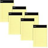 Emraw Jr. Legal pad, legal/wide Ruled Writing Pad. Perforated Edge. 5" X 8" Canary Yellow, Universal, Junior Size 50 sheets per Pad (Pack of 6)