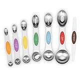 Aovchei 7 PCS Magnetic Measuring Spoons Set, Dual Sided, Stainless Steel Small Tablespoon, Teaspoons, Fits in Spice Jars, for Dry and Liquid, MultiColor