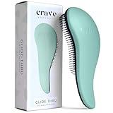 Glide Thru Detangling Brush by Crave Naturals - Tangle-Free Hairbrush for Curly and Straight Hair - Gentle Detangler for Kids, Teens, and Adults - Wet and Dry Hair Care - Travel-Friendly, Turquoise