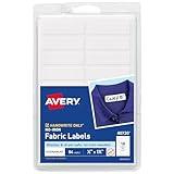 Avery No-Iron Fabric Labels, 1/2" x 1-3/4", Washer and Dryer-Safe Waterproof Labels, Non-Printable, 54 Total (40720)