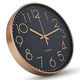 SUOHUI Silent Wall Clock 12 Inch Non-Ticking Wall Clocks Battery Operated for Living Room Decor Modern Wall Clock for Home/Bedroom/Office/Classroom/School/(Rose Gold)