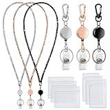 Lanyards for ID Badges 9 in 3 Set Bling Badge Lanyard with ID Badge Holder Retractable Crystal Teacher Lanyard Retractable Keychain Cruise Ship Lanyards for Women