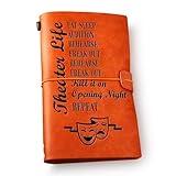 NGAEAK Theatre Life Leather Journal Notebook, Theater Gift Ideas, Gifts for Drama Students Actor Actress Engraved Leather Travel Journal for Birthday Graduation Christmas