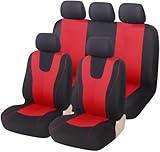 ZQQNB Car Seat Covers Sets for Peugeot 208 II/Allure Auto Ecole/Roadtrip / 208 GT 2019-2023 2024 2025, Full Set Seat Cushion 5 Seats Front Rear Protectors Breathable Interior Accessories,C-Red