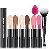 LZXLUKGIR 6 Colors Cream Contour Stick Makeup Contour Kit,Double-ended Cream Bronzer Stick,Highlighter Stick,Cream Blush Stick,Lightweight Contour Makeup Kit for Beginners - Set A
