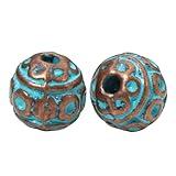New for Arrival 20Pcs Vintage Patina Spacer Beads Making Antique Copper Blue Geometric Metal Beads for DIY Jewelry Making Necklace Findings with for You Accessories Creative Gift