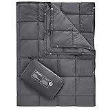KingCamp Ultralight Camping Blanket, Packable Down Alternative Puffy Wearable Blankets Weatherproof Warm Package Quilt with Snap Buttons for Outdoor Hiking Travel Picnic Stadium (69" x 53", CHARCOAL)