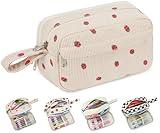 Bluboon Big Capacity Pencil Case Pencil Pouch Pen Case School Supplies Cute Pencil Box Pencil Bag for Teen Girls Boys Women Man (Strawberry Beige)