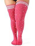 ANNTXL Plus Size Rhinestone Over Knee High Socks Stripe Knit Stockings Leg Warmers for Christmas Valentines day Events