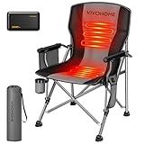 VIVOHOME Heated Camping Chair with 20000mAh Power Bank, Portable Folding Chair for Outdoor Sports with 12V 20W PD Fast Charging Type C Port, 3 Levels of Heat, NTC Overheat Protection System