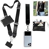 Baeleega Phone Strap Crossbody Lanyard with Zippered Pouch - Universal Cell Phone Lanyard for Neck Shoulder, Adjustable Phone String with Wallet (Black)