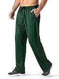 MAGNIVIT Men's Loose-Fit Pants Comfy Lightweight Open-Bottom Activewear Sweats Green