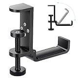 Shinewider All Aluminum Foldable Headphone Holder for Desk, Headset Stand for Desk,Backpack Holder Hook for Desk,Table Bag Hook,Under Desk Clamp Hook for Gaming PC Accessories,Black