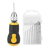 Mini Hand Drill Set, Small Hand Drill with 10Pcs Bits, Portable Micro Drill Tool Nonslip Handle for Art Craft Collection, Manual Hand Drill Set Precision Pin Vise Woodworking