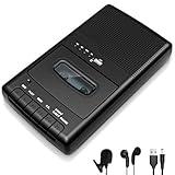 Portable Cassette Player Tape Recorder,Cassette Players Recorder, Cassettes Tape Digital Converter to USB Flash Disk, Built-in Speaker, Retractable Handle, One-Touch Recording(Black)