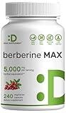 DEAL SUPPLEMENT Berberine Max Supplement with Turmeric, 5,000mg Per Serving, 240 Veggie Capsules – 97% Pure Berberine HCL – 25:1 Root Extract – Vegetarian Friendly, Non-GMO