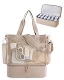 BAGSMART Beach Bag for Women, Cooler Bag with Zipper, Sandproof Vacation Essentials for Swim Cruise Pool, Camel