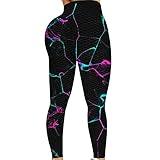 Womens Yoga Leggings Trend Printing Pants Bubble Hip Lifting Wide-Leg Pants Exercise Fitness Trouser Slim Fit Leggings Hot Pink