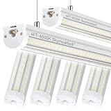 Skymoatled T12 4FT LED Shop Lights Garage Lights,65W 6500K 10400LM White Light,Super Bright,Hanging/Surface Mount,Plug and Play,Linkable Commercial Bay Lighting for Warehouse Workshop Basement,6Pack