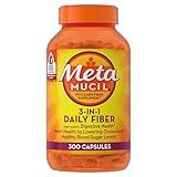 Metamucil, Daily Psyllium Husk Powder Supplement, 3-in-1 Fiber Supplement for Digestive Health, Plant Based Fiber Supplement, 300ct Capsules