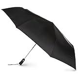 Totes Folding Golf Umbrella Water Repellant, Auto Open/Close, UV Sun Protection, 54-Inch, Black