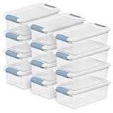 Sterilite 12-Pack Latching Box, Under Bed Storage Bins with Lids, Clear Plastic, 6 Quart - Heavy-Duty Organizing Containers for Closet, Bathroom, and Office