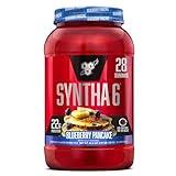 BSN SYNTHA-6 Premium Protein Powder with 6g of Fiber, Whey Protein, Micellar Casein, Milk Protein Isolate Blend, 5g Fat, Blueberry Pancake, 28 Servings (Packaging May Vary)