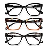 resjok 3Pack Reading Glasses for Women-Blue Light Blocking Readers Fashion Cat Eye Eyeglasses Spring Hinge(Mix1, 2.0x)