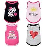 Pistha 4 Pack Dog Shirts Summer Printed Puppy Clothes Cute Sleeveless Pet T Shirts Dog Clothes for Small Medium Dogs Cats Girl(M)