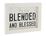 'This is Us Blended and Blessed' White Wood Sign for Blended Families Step Family Decor Mother's Day Gift for Mom Stepmom Present 8"L x 6"H x 0.5"W