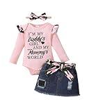 3-6 Month Girl Clothes Infant Baby Girl Outfit Baby Girl Romper Dress Embroidery Top Blue Jean Skirt Set Cute Baby Girl Clothes for Fall Winter