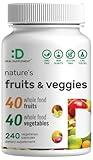 Nature’s Fruits & Veggies Supplement, 240 Veggie Capsules – 80 Whole Food Superfoods for Daily Balance – 40 Fruits with 40 Vegetables and Greens – Non-GMO, Gluten Free