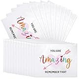 Reginary 50 Pcs Inspirational Gifts Bulk for Women Cosmetic Bag EVA You Are Braver Awesome Makeup Bag with Zipper for Birthday Back to School Encouragement Gifts(Heart Amazing)