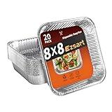 Ezsart Aluminum Pans 8x8-20 Pack Disposable Foil Pans, Heavy Duty Aluminum Roasting Trays for Baking, Cooking, Heating, Storing, Prepping Food