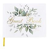 TRULIVA Wedding Guest Book - Guest Sign in Book - Wedding Reception Registry Book - Hard Cover, 7" x 9" (Eucalyptus Gold Foil, Book)