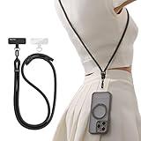 TORRAS Phone Lanyard Crossbody with 2 Phone Tabs, Adjustable Anti Theft Phone Strap for All Phones, Premium Metal Buckles, Skin-Friendly, Universal Cell Phone Neck lanyard for Travel Essentials, Black